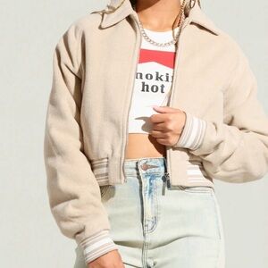 Women's Beige bomber jacket size 1x